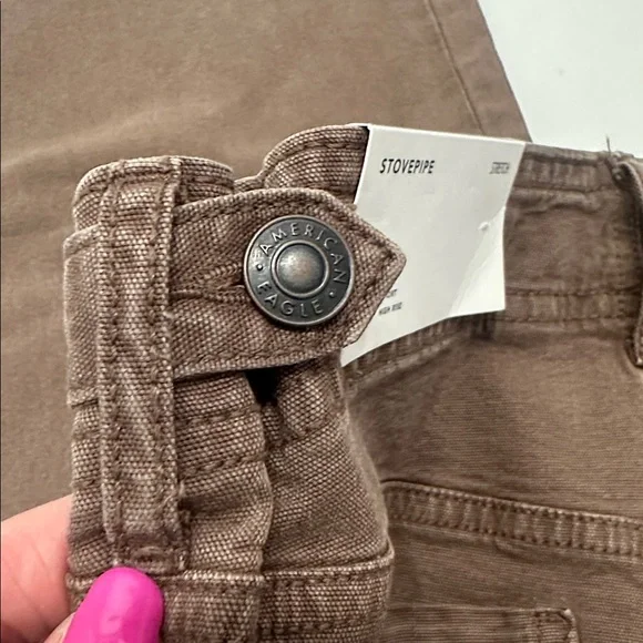 American Eagle Brown Stovepipe Utility  Wide Leg Pants Size 4 Short NWT - Picture 5 of 9